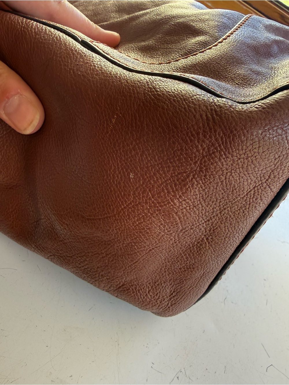 Frye Women's Cognac Brown Leather Purse Hobo Bag - Picture 7 of 16